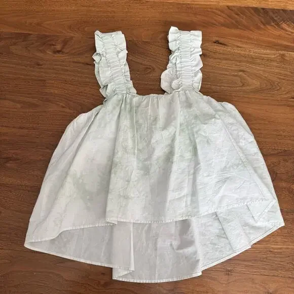 ZARA Green Tie Dye Poplin Top - Picture 4 of 8